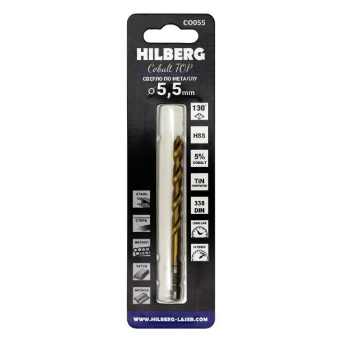 Сверло по металлу 5.5*93(57) мм HILBERG Cobalt 5% TOP, CO055, детальное фото