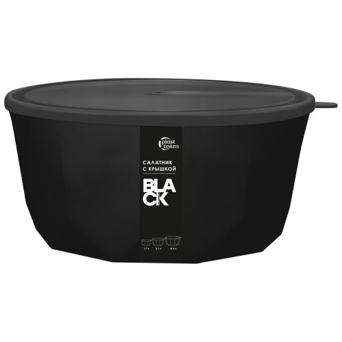 Салатник PLAST TEAM black с крышкой 3,1 л, вид