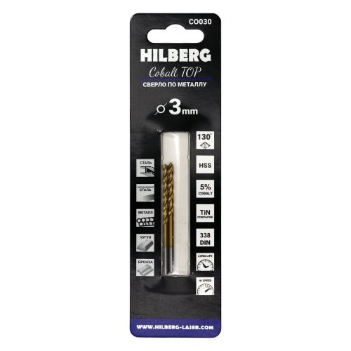 Сверло по металлу 3.0*61(33) мм 2 шт HILBERG Cobalt 5% TOP, CO030, вид