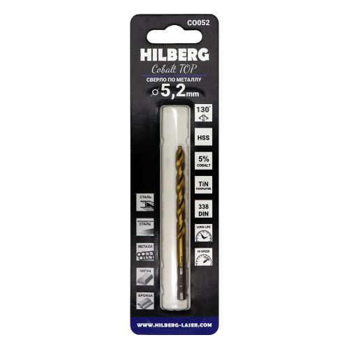 Сверло по металлу 5.2*86(52) мм HILBERG Cobalt 5% TOP, CO052, фотография