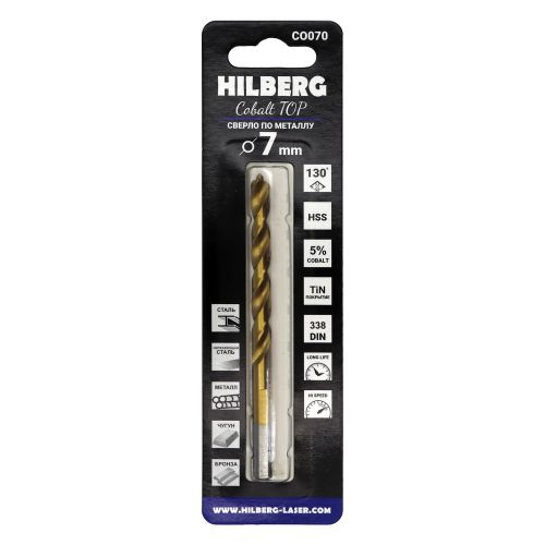 Сверло по металлу 7.0*109(69) мм HILBERG Cobalt 5% TOP, CO070, изображение