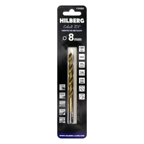 Сверло по металлу 8.0*117(75) мм HILBERG Cobalt 5% TOP, CO080, изображение