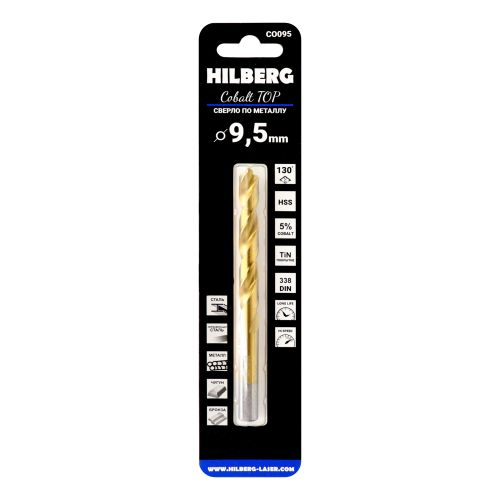 Сверло по металлу 9.5*125(81) мм HILBERG Cobalt 5% TOP, CO095, крупный план