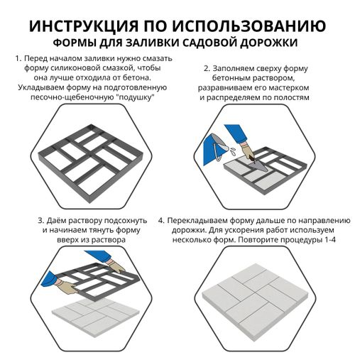Форма для садовых дорожек Gidrolica Way Квадрат 40х40х4 см, картинка