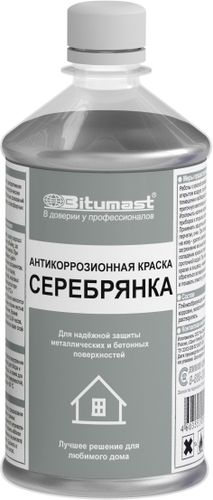 Краска серебрянка антикоррозионная Bitumast 0,5 л, вид