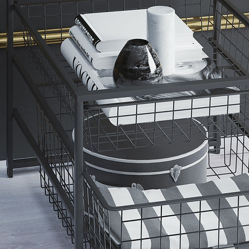 Корзина проволочная Larvij 555x410x85 мм 15 кг черная, картинка