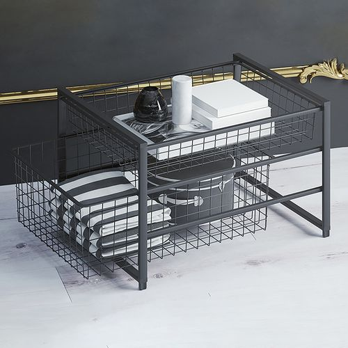 Корзина проволочная Larvij 555x410x85 мм 15 кг черная, изображение