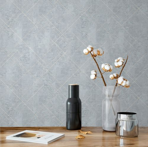 Виниловые обои Erismann Lines 60990-04 серые 10,05 x 1,06 м, фото
