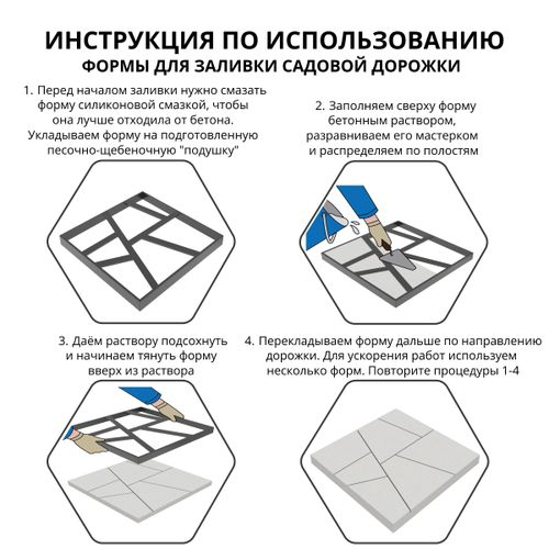 Форма для садовых дорожек Gidrolica Way Геометрия 40х40х4 см (ПП), вид
