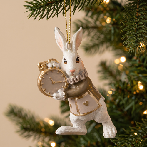 Украшение ErichKrause Decor лес, Белый Кролик с часами, 4х3х9см, крупный план