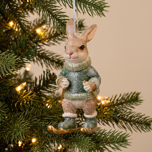 Украшение ErichKrause Decor лес, Заяц лыжник, 5х4х9см, изображение