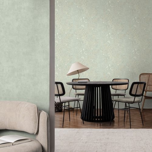 Виниловые обои Erismann E-Design Fiorel 60998-05 зеленые 10,05 x 1,06 м, крупный план