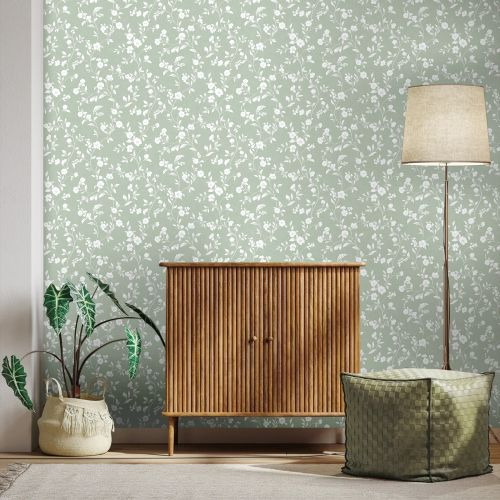 Виниловые обои Erismann Monica 60938-05 зеленые 10,05 x 1,06 м, фото
