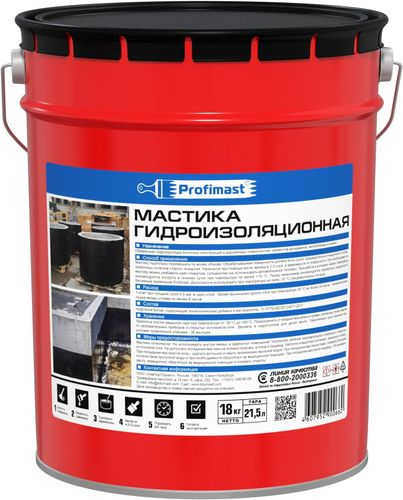 Мастика битумная гидроизоляционная Profimast 21,5 л/18 кг, изображение