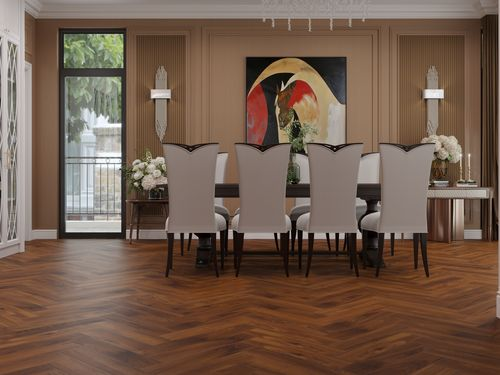 Ламинат NORLAND HERRINGBONE ELEGANT ОРЕХ КИПР 33 класс 8 мм 1,92 м², вид