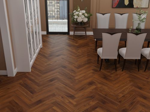 Ламинат NORLAND HERRINGBONE ELEGANT ОРЕХ КИПР 33 класс 8 мм 1,92 м², крупный план