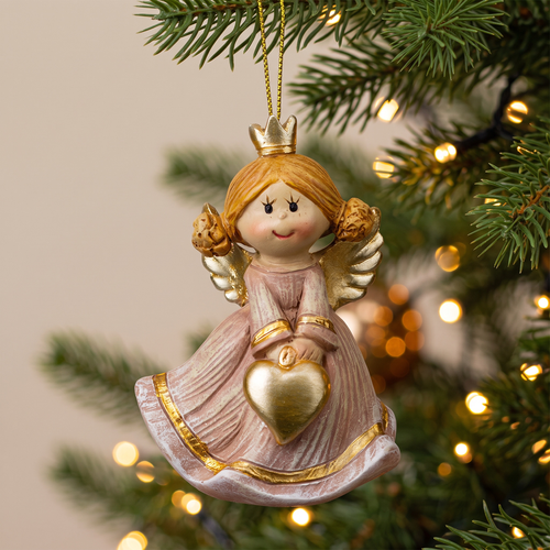 Украшение ErichKrause Decor лес, Ангел с золотым сердцем, 5х5х7см, детальное фото