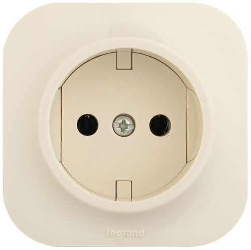 Розетка электрическая 1 пост Legrand Quteo слоновая кость, фото