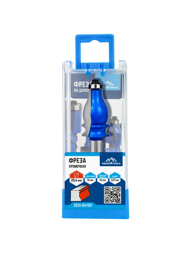Фреза кромочная VERTEXTOOLS фигурная с подшипником хвост - 12мм, d-25,4мм, h-41мм, r-3,17мм, l-85мм, фото