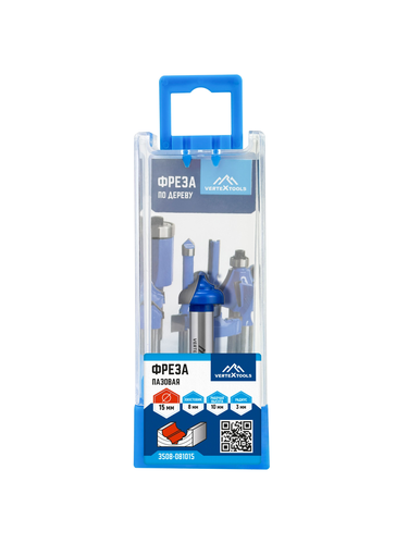 Фреза пазовая VERTEXTOOLS фасонная хвостовик - 8мм, d-15мм, h-10мм, r-3мм, l-45мм, крупный план