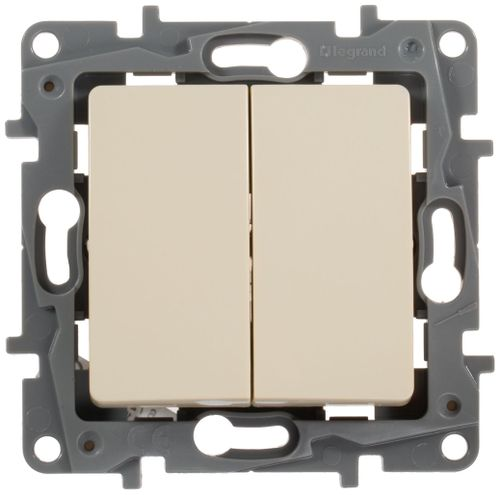 Выключатель 2-клавишный Legrand Etika 672302 слоновая кость, изображение