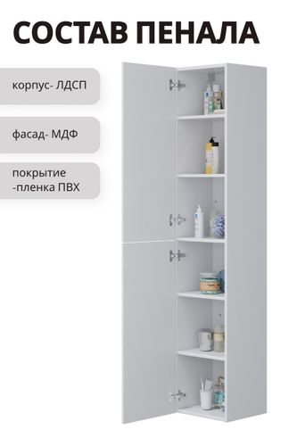 Пенал Мирра навесная 170x35 см белый, фото