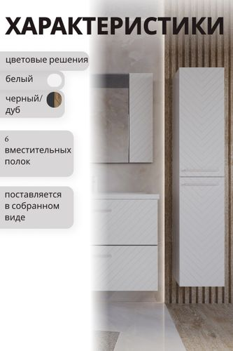 Пенал Мирра навесная 170x35 см белый, детальное фото