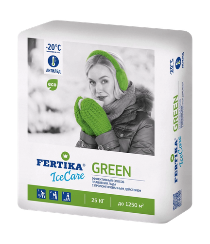 Противогололедный реагент FERTIKA ICECARE GREEN 25 КГ, изображение