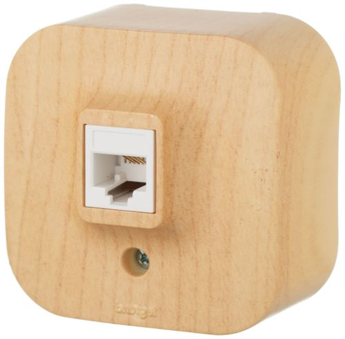 Розетка RJ-11 1 пост Legrand Quteo сосна, крупный план