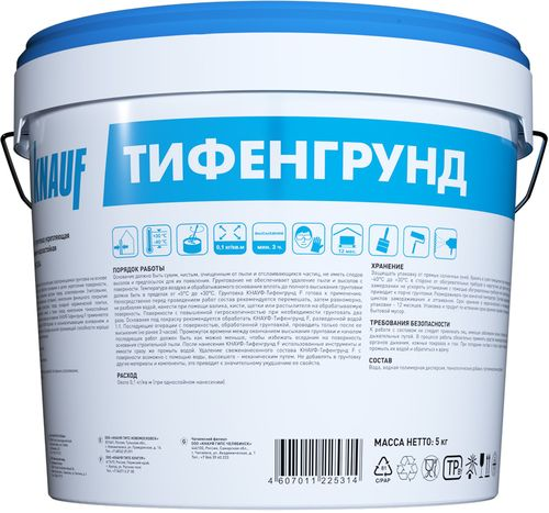 Грунтовка глубокого проникновения KNAUF Тифенгрунд белый 5 кг, изображение