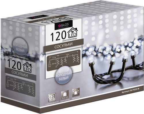 Гирлянда наружная занавес GLOS IE 120 LED холодный белый 10 м, фото