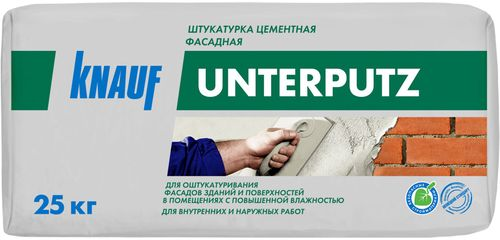 Штукатурка цементная KNAUF UNTERPUTZ белая 25 кг, вид