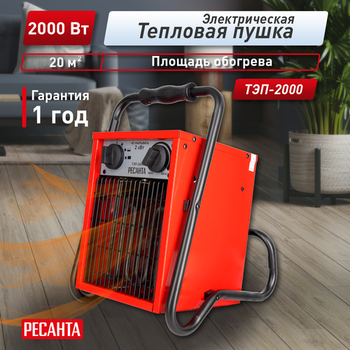 Тепловая пушка электрическая Ресанта ТЭП 2 кВт с прямым типом нагрева, фотография