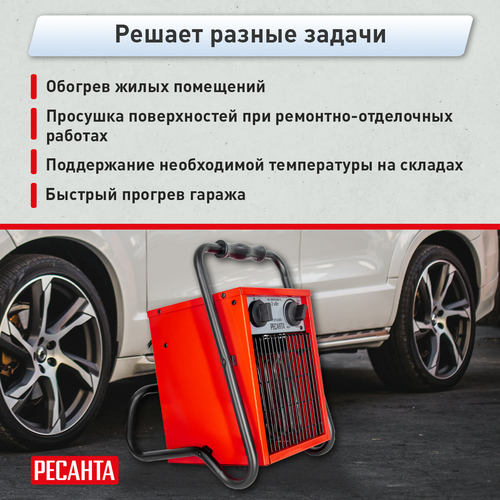 Тепловая пушка электрическая Ресанта ТЭП 2 кВт с прямым типом нагрева, крупный план