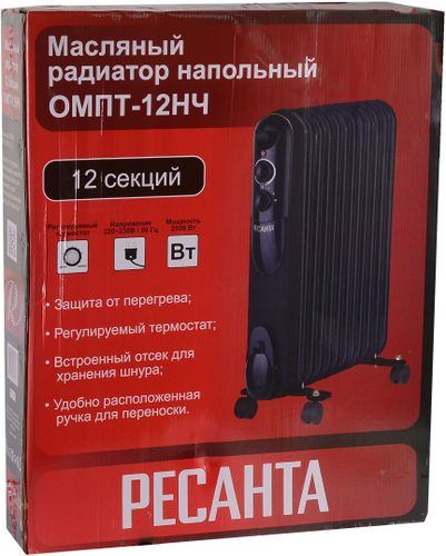 Масляный радиатор Ресанта ОМПТ-12НЧ, крупный план