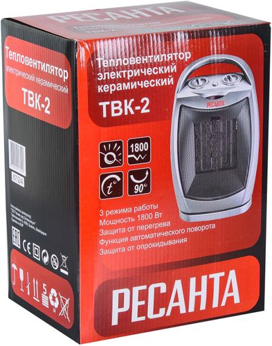 Тепловентилятор электрический Ресанта ТВК-2 1,8 кВт с прямым типом нагрева, изображение