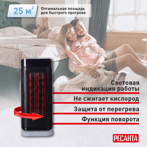 Тепловентилятор электрический Ресанта ТВК-3 2 кВт с прямым типом нагрева, крупный план