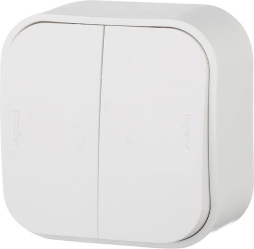 Переключатель 2-клавишный Legrand Quteo 782206 белый, крупный план