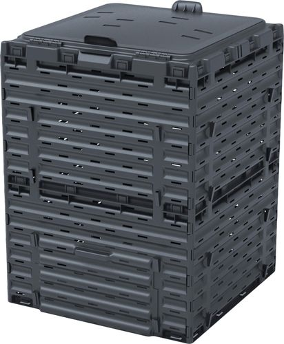 Компостер PITECO K1130 с крышкой, черный, 300л, крупный план