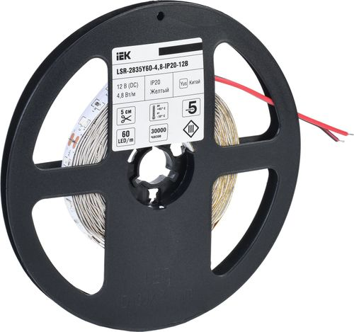 Светодиодная лента IEK SMD 2835 60LED IP20 12В 4,8Вт желтый 5 м, картинка