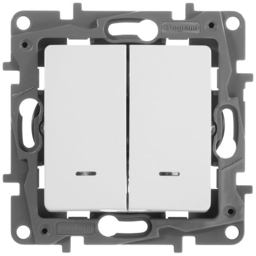 Переключатель 2-клавишный Legrand Etika 672216 белый, фотография