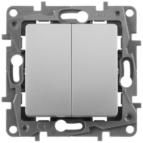 Переключатель 2-клавишный Legrand Etika 672412 алюминий, изображение