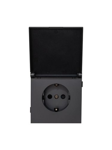 Розетка электрическая 1 пост ALTECH ENCORE 1SG IP44 графит, детальное фото