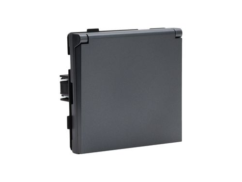 Розетка электрическая 1 пост ALTECH ENCORE 1SG IP44 графит, изображение