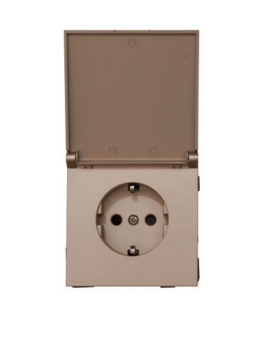 Розетка электрическая 1 пост ALTECH ENCORE 1SY IP44 шампань, картинка