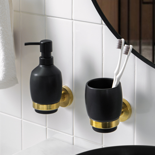 Стакан для зубных щеток настенный Moroshka Oro Nero черный 1 шт, картинка