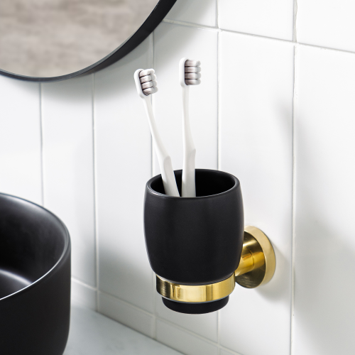 Стакан для зубных щеток настенный Moroshka Oro Nero черный 1 шт, вид