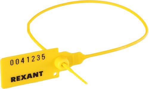 Пломба REXANT пластиковая номерная 320 мм желтая 50 шт, детальное фото