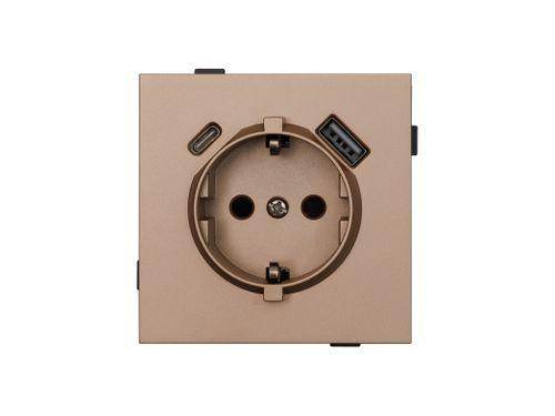 Прзетка USB/TYPE-C 1 пост ALTECH ENCORE 1SUCY шампань, фотография