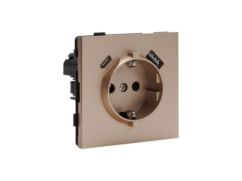 Прзетка USB/TYPE-C 1 пост ALTECH ENCORE 1SUCY шампань, вид